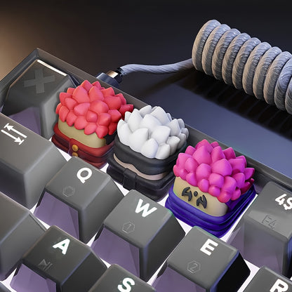 Anime Keycaps Set – Gojo, Itadori & Sukuna, Pastel Pink