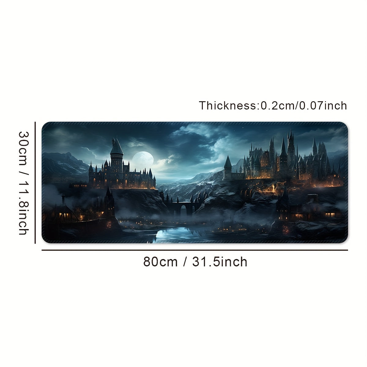 Castle Night XXL Gaming Mouse Pad – Non-Slip Washable Desk Mat with Precision Edge Stitching