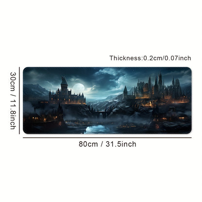 Castle Night XXL Gaming Mouse Pad – Non-Slip Washable Desk Mat with Precision Edge Stitching