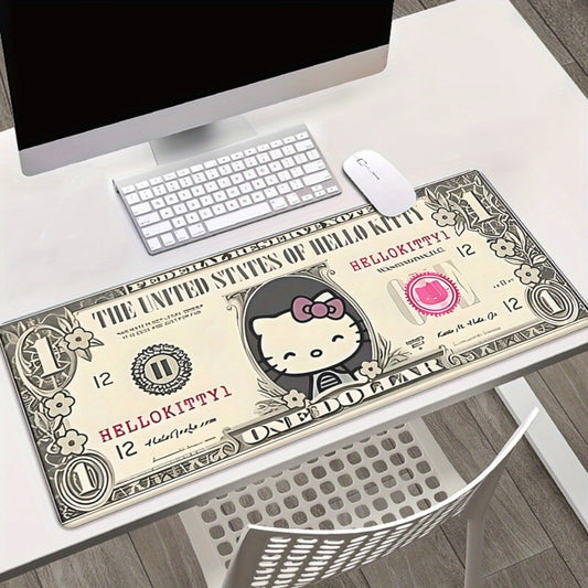 Sanrio Hello Kitty Themed Dollar Bill XXL Mouse Pad – Non-Slip Rubber Desk Mat