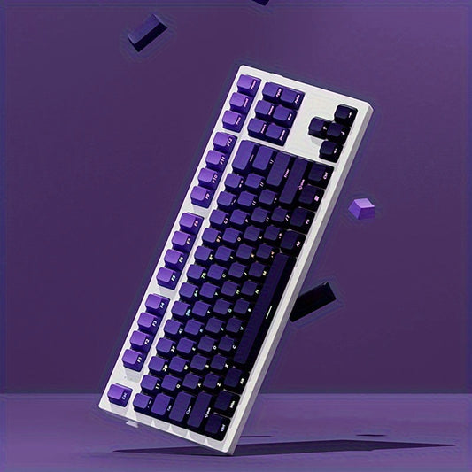 Gradient Purple Double Shot PBT Keycaps – 135-Key OEM Profile, Side-Printed, RGB Backlit Compatible
