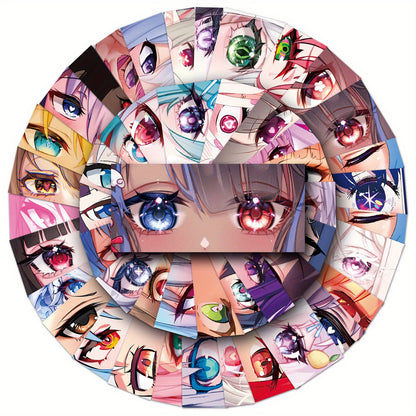 50 PCS Vinyl Anime Eyes Stickers – Reusable Self-Adhesive Cartoon Decals