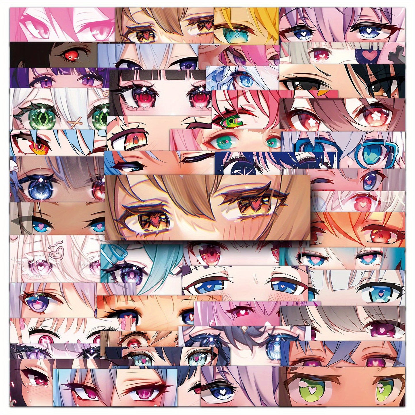 50 PCS Vinyl Anime Eyes Stickers – Reusable Self-Adhesive Cartoon Decals