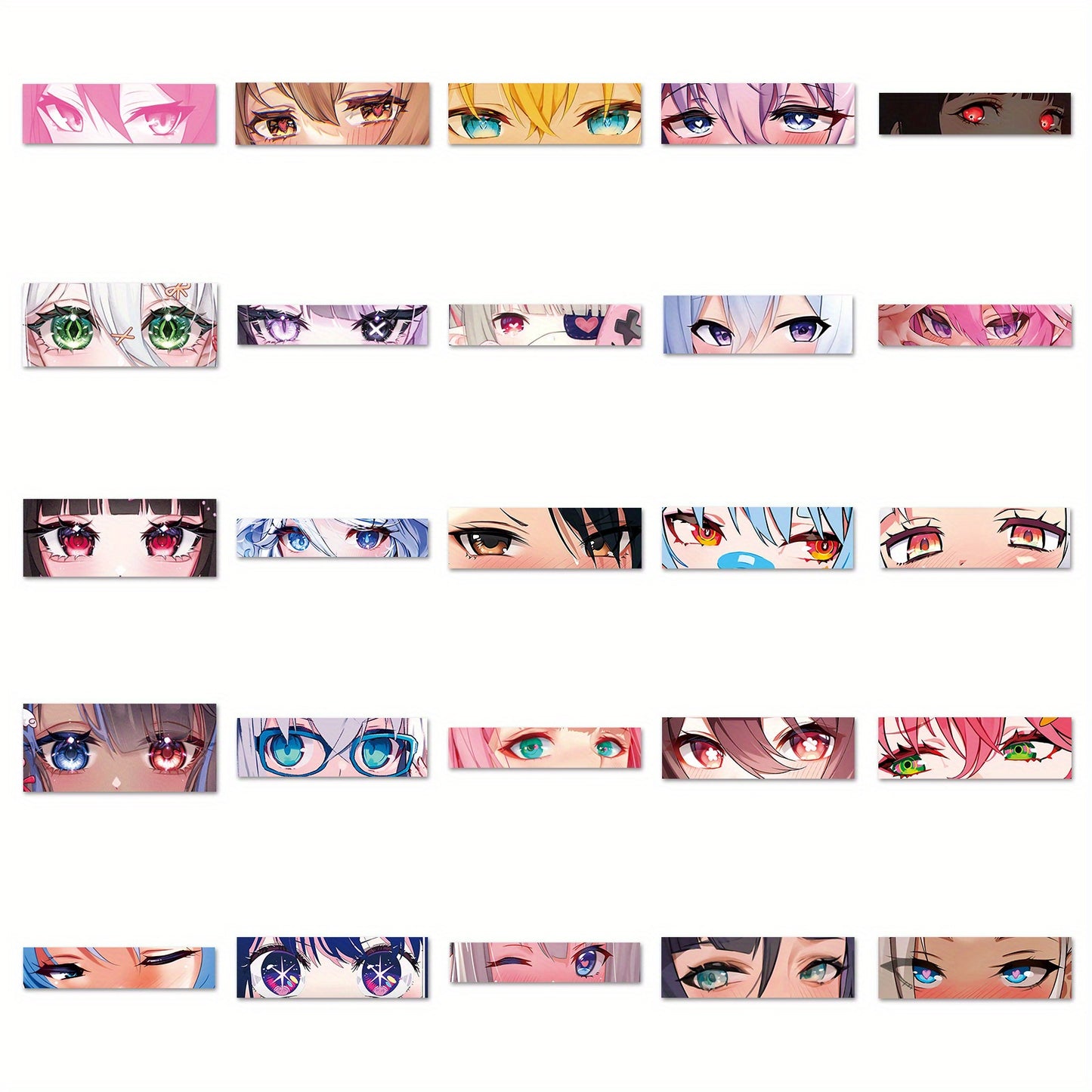 50 PCS Vinyl Anime Eyes Stickers – Reusable Self-Adhesive Cartoon Decals