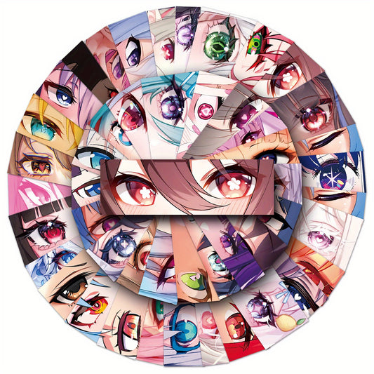 50 PCS Vinyl Anime Eyes Stickers – Reusable Self-Adhesive Cartoon Decals