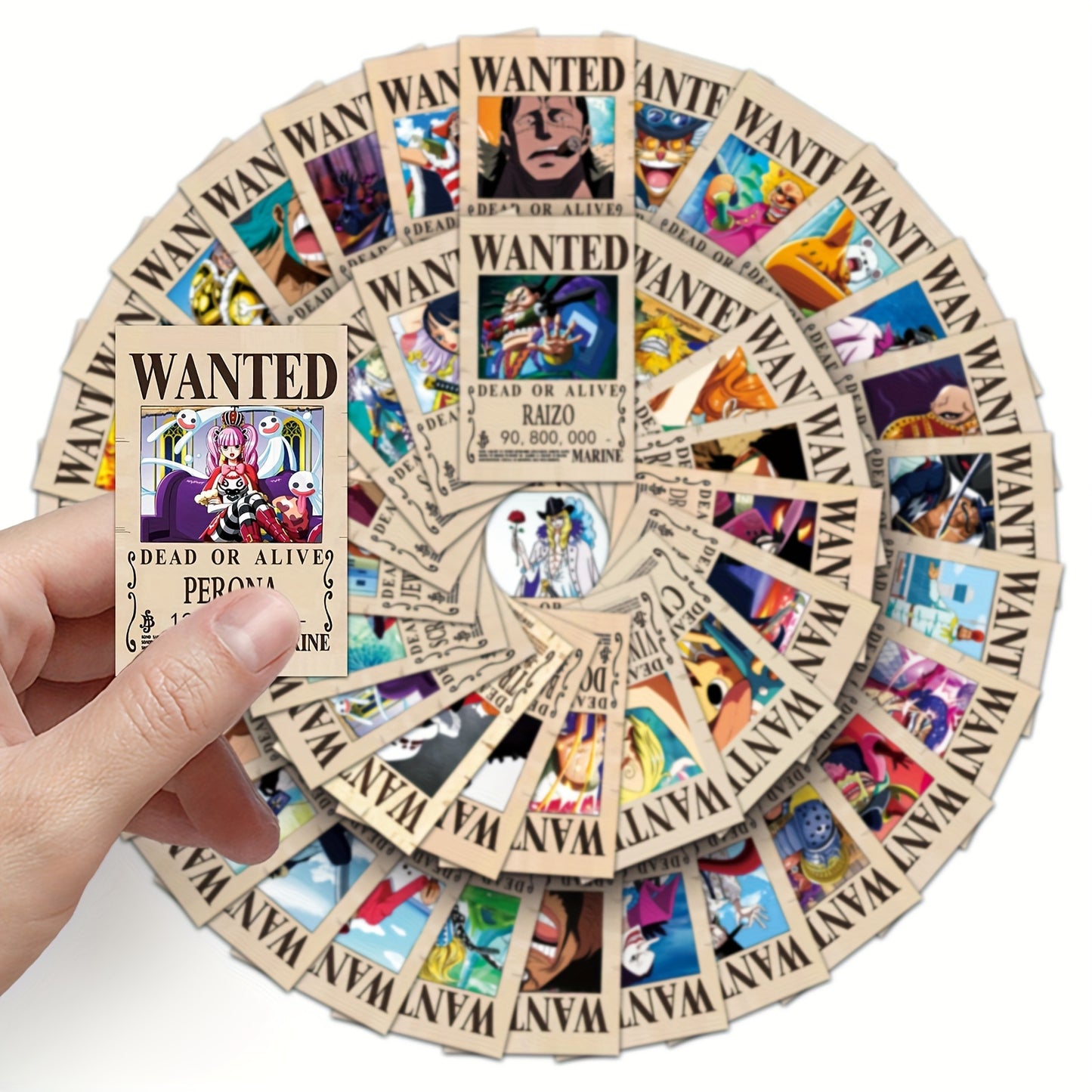 50 PCS One Piece Bounty Order Stickers – High-Quality Reusable PVC Stickers with Glitter and Glossy Finish