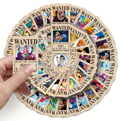 50 PCS One Piece Bounty Order Stickers – High-Quality Reusable PVC Stickers with Glitter and Glossy Finish