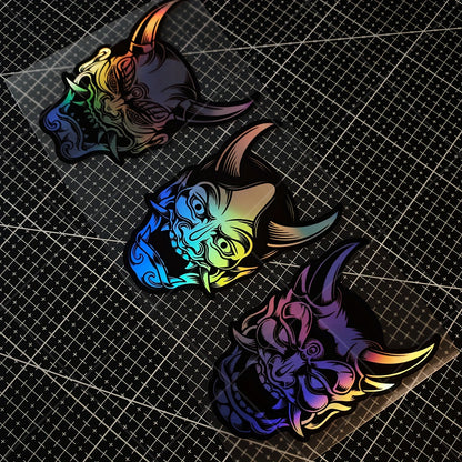 3 PCS Prajna Mask Laser Engraved Premium Vinyl Stickers