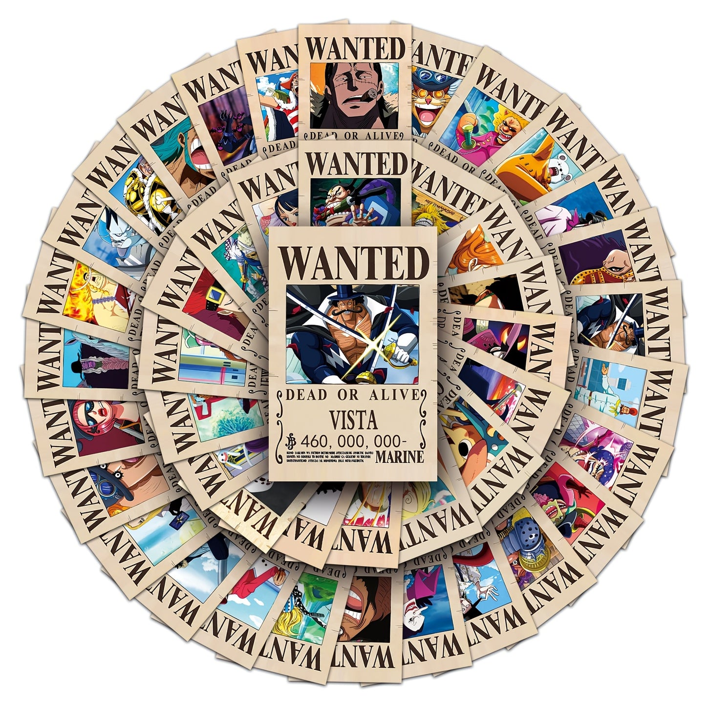 50 PCS One Piece Bounty Order Stickers – High-Quality Reusable PVC Stickers with Glitter and Glossy Finish