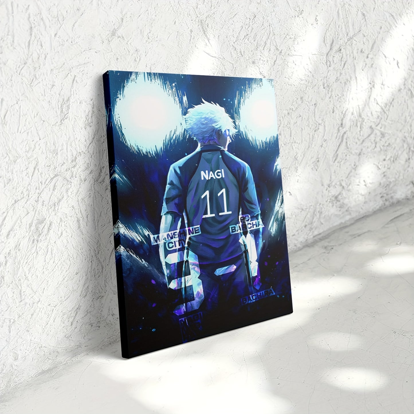 Blue Lock Nagi Seishiro Framed Canvas Art – 2D Flat Anime Painting for Bedroom, Living Room, or Office Decor