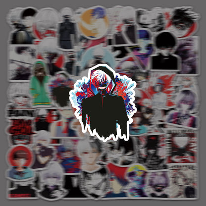 51 PCS Kaneki Ken Japanese Anime Stickers – Reusable PVC Sticker Set