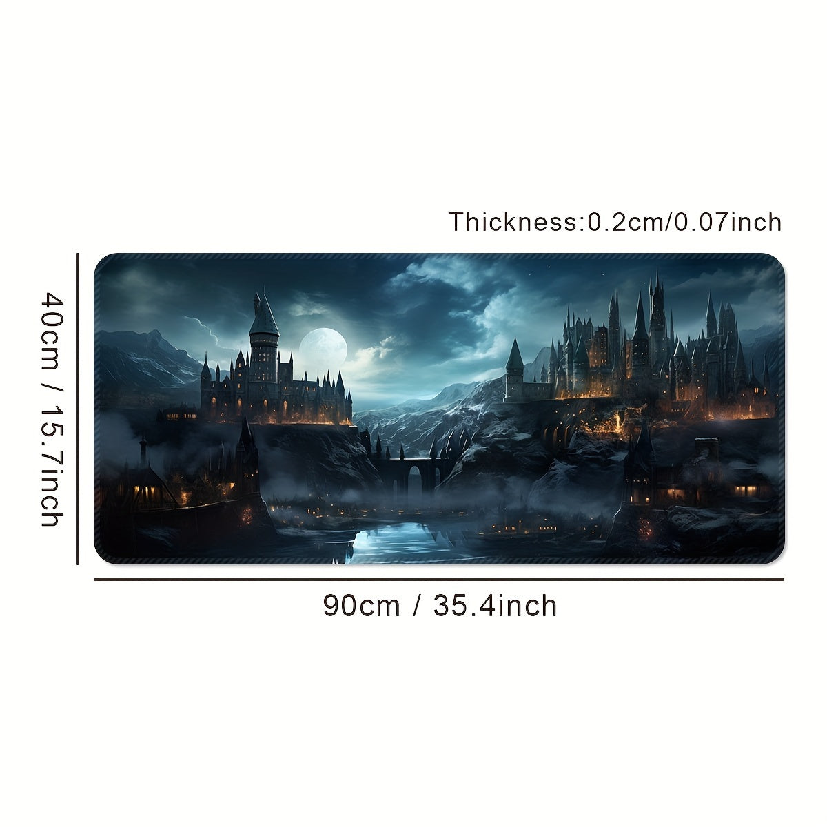 Castle Night XXL Gaming Mouse Pad – Non-Slip Washable Desk Mat with Precision Edge Stitching