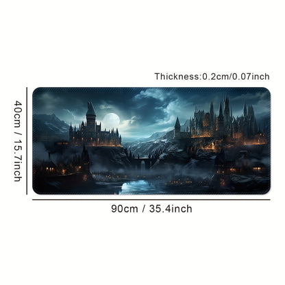 Castle Night XXL Gaming Mouse Pad – Non-Slip Washable Desk Mat with Precision Edge Stitching