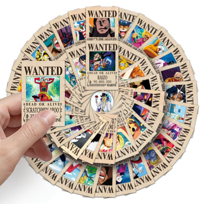 50 PCS One Piece Bounty Order Stickers – High-Quality Reusable PVC Stickers with Glitter and Glossy Finish