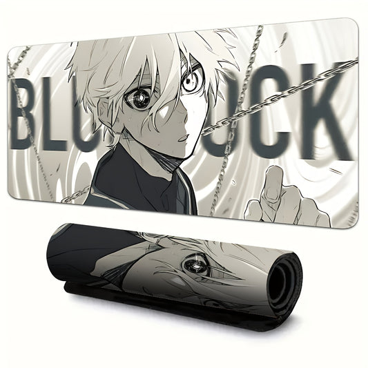 Blue Lock Gaming Mouse Pad – Non-Slip Rubber Base, Washable Desk Mat