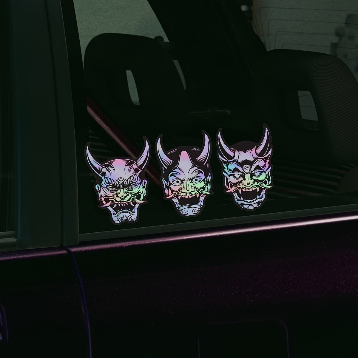 3 PCS Prajna Mask Laser Engraved Premium Vinyl Stickers