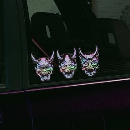 3 PCS Prajna Mask Laser Engraved Premium Vinyl Stickers