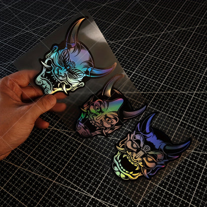 3 PCS Prajna Mask Laser Engraved Premium Vinyl Stickers