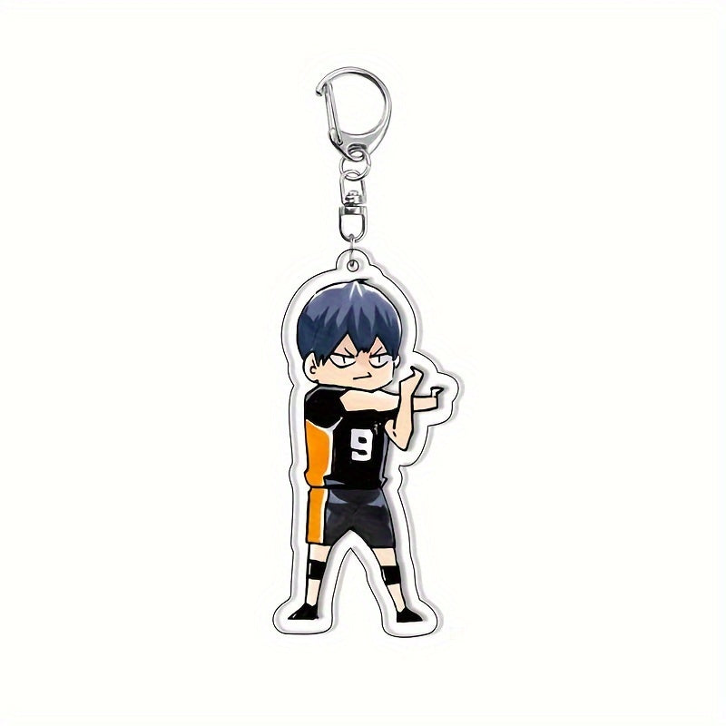 2D Flat Anime Volleyball Keychains – Acrylic Pendants with Sporty Characters