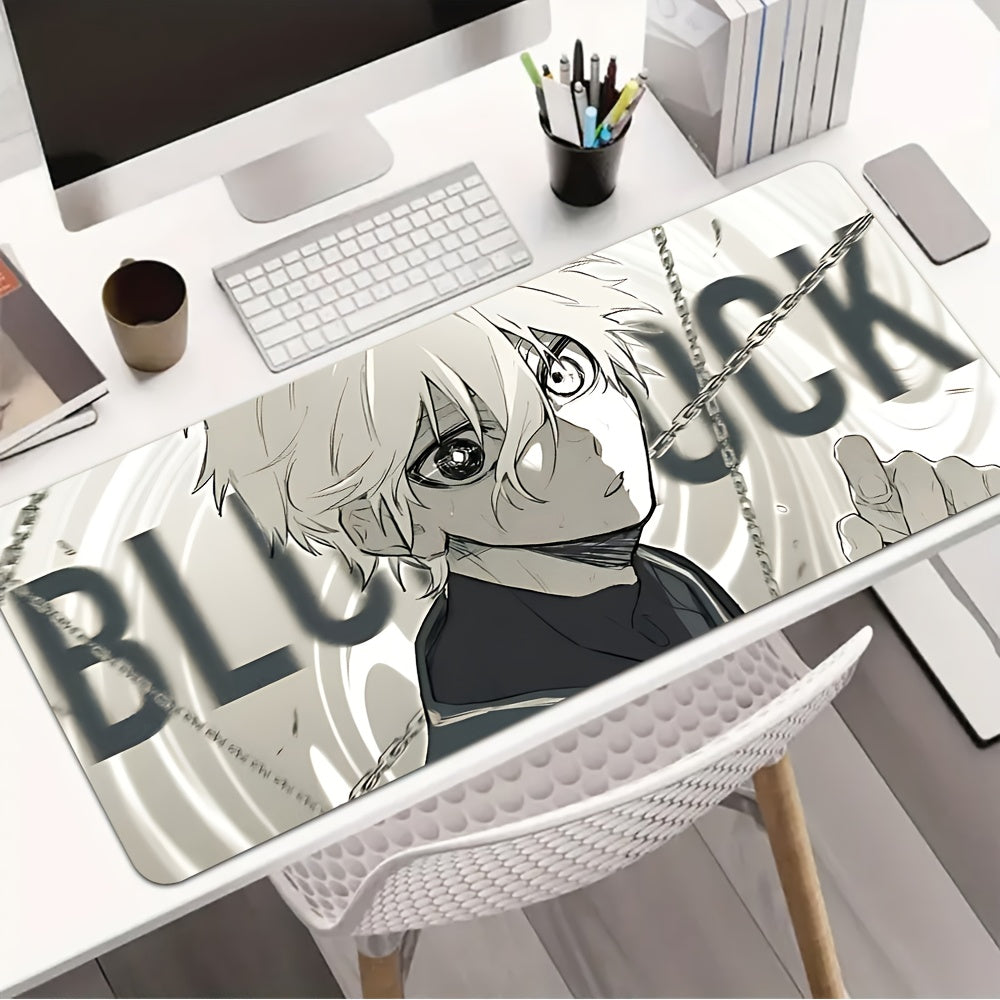 Blue Lock Gaming Mouse Pad – Non-Slip Rubber Base, Washable Desk Mat