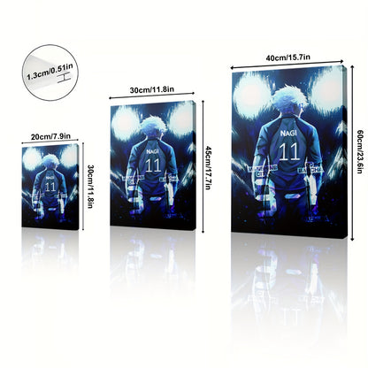 Blue Lock Nagi Seishiro Framed Canvas Art – 2D Flat Anime Painting for Bedroom, Living Room, or Office Decor