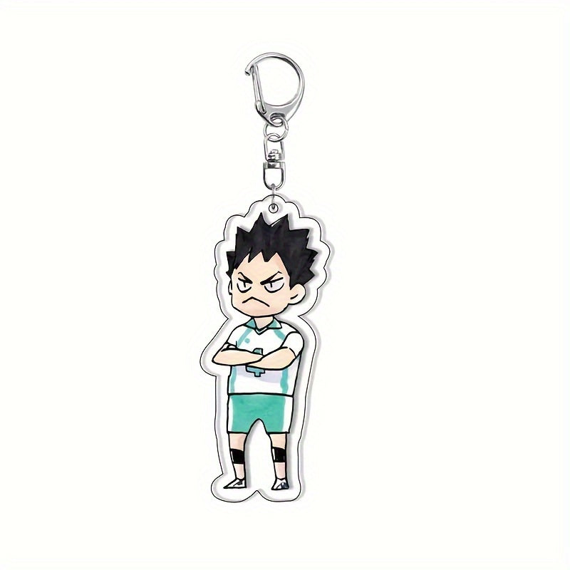 2D Flat Anime Volleyball Keychains – Acrylic Pendants with Sporty Characters