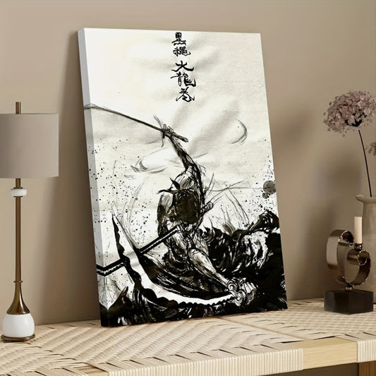 Zoro Anime Canvas Wall Art – Premium Framed Print with Dynamic Brushstroke Design
