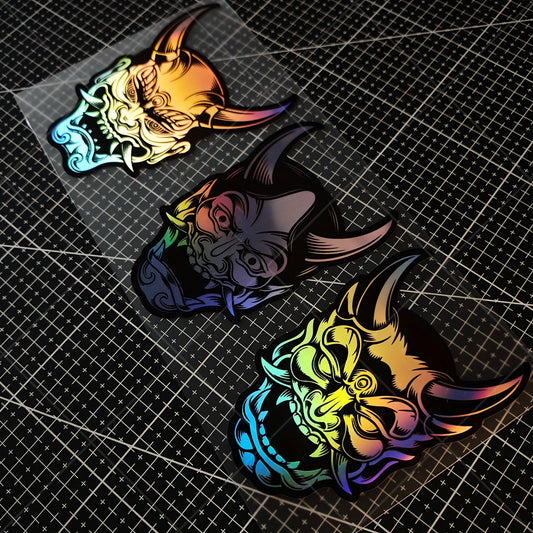 3 PCS Prajna Mask Laser Engraved Premium Vinyl Stickers