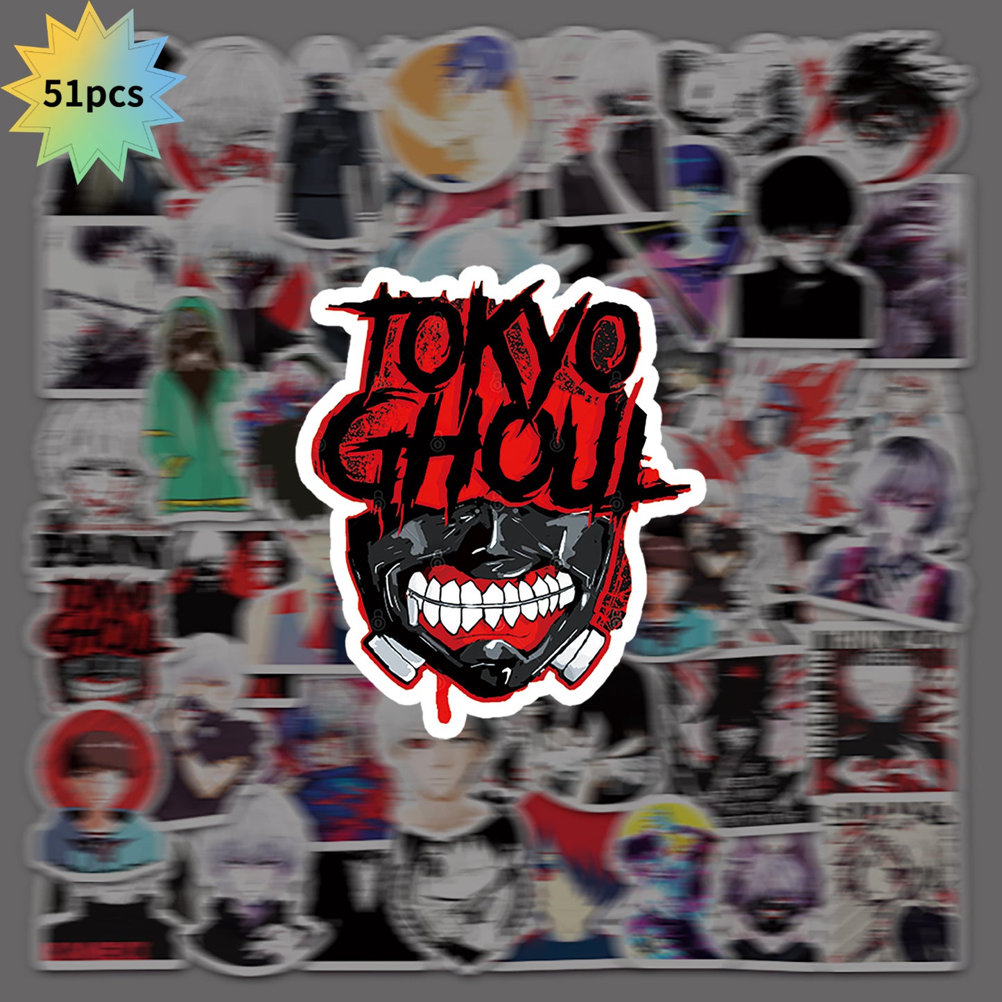 51 PCS Kaneki Ken Japanese Anime Stickers – Reusable PVC Sticker Set