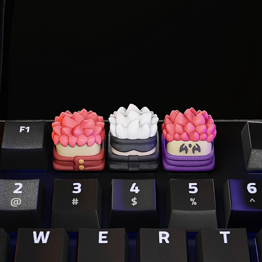 Anime Keycaps Set – Gojo, Itadori & Sukuna, Pastel Pink