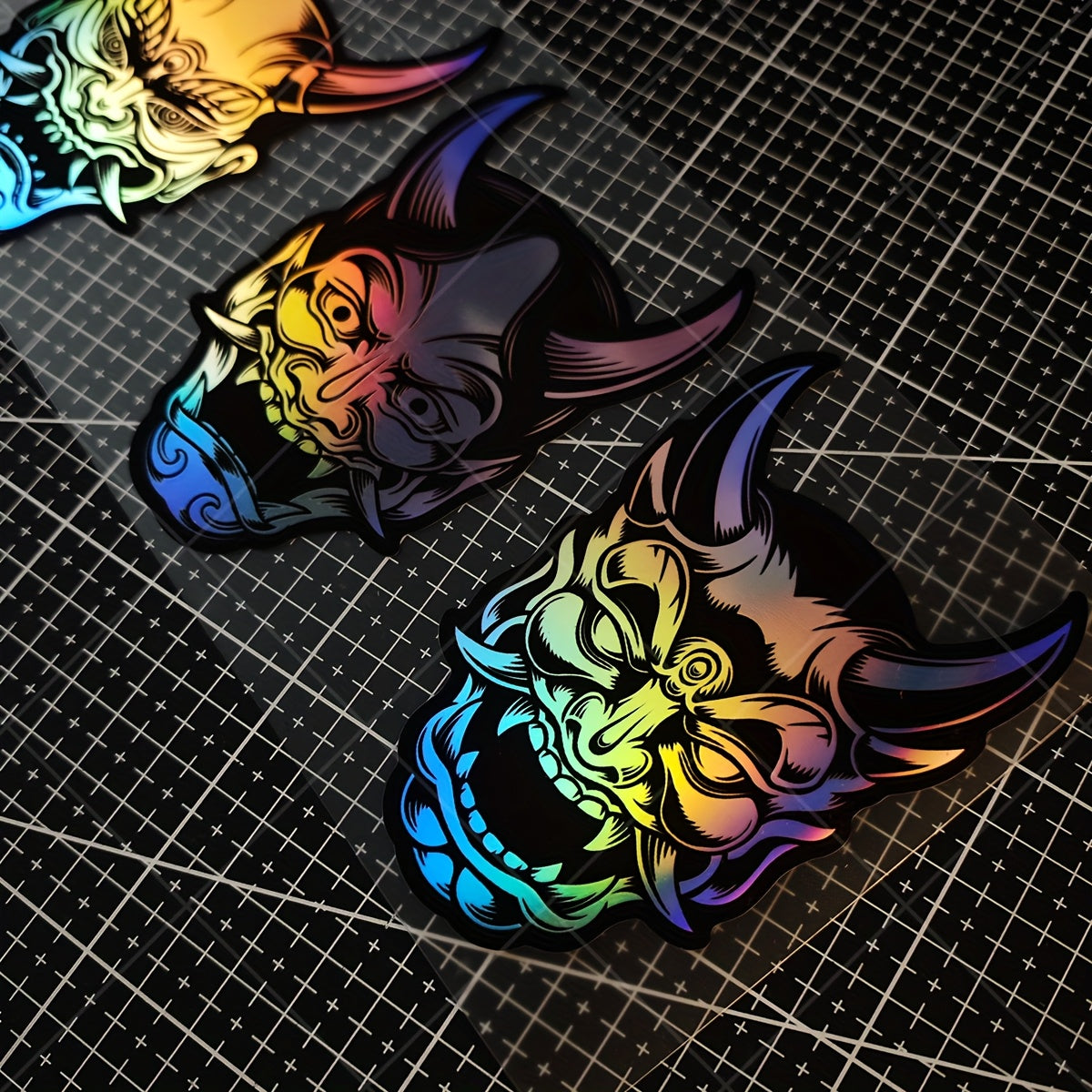 3 PCS Prajna Mask Laser Engraved Premium Vinyl Stickers