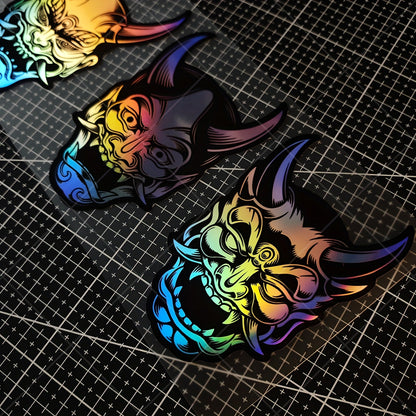 3 PCS Prajna Mask Laser Engraved Premium Vinyl Stickers