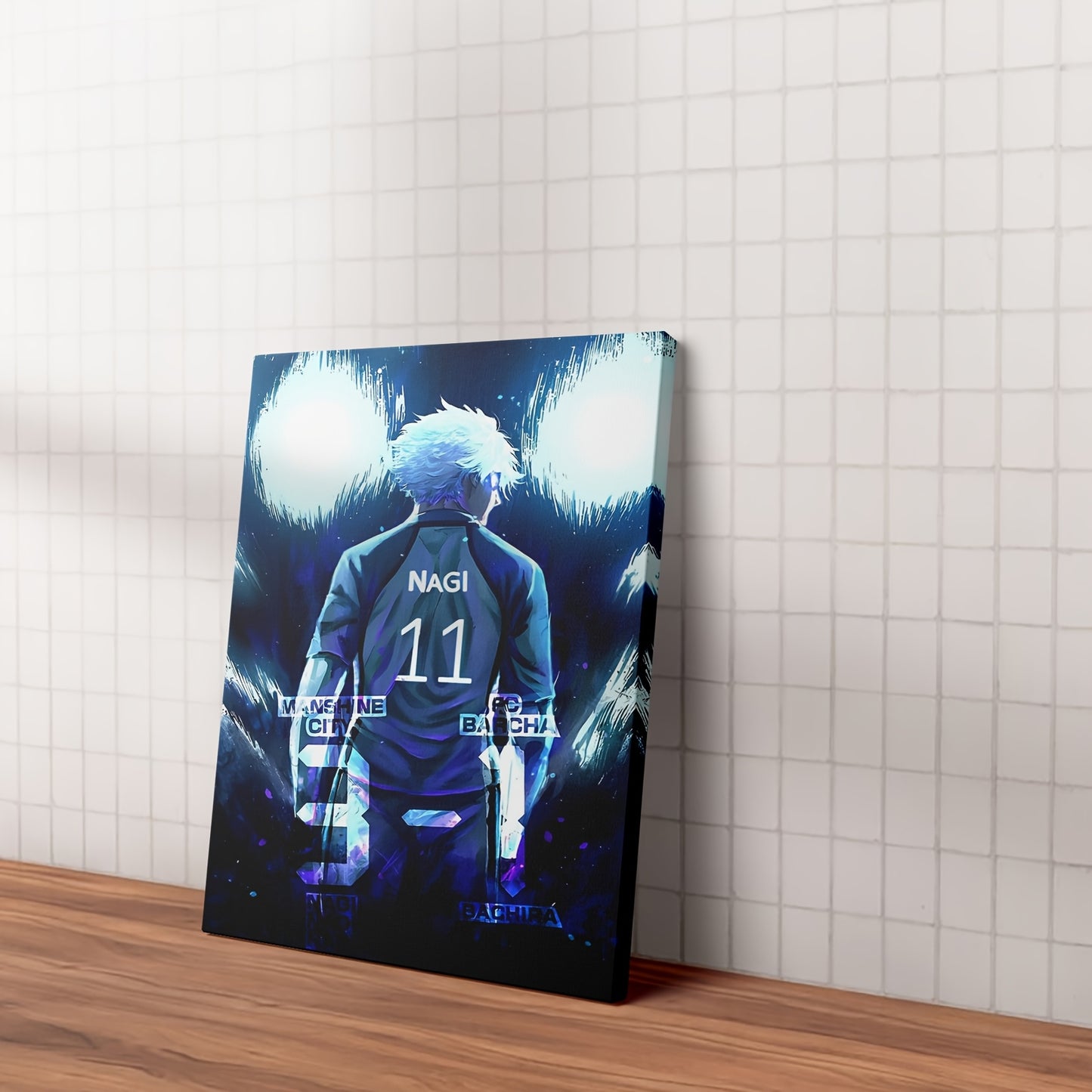 Blue Lock Nagi Seishiro Framed Canvas Art – 2D Flat Anime Painting for Bedroom, Living Room, or Office Decor