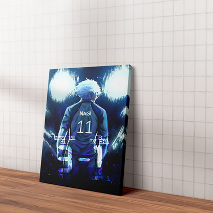 Blue Lock Nagi Seishiro Framed Canvas Art – 2D Flat Anime Painting for Bedroom, Living Room, or Office Decor
