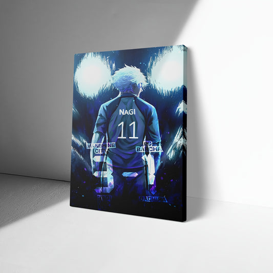 Blue Lock Nagi Seishiro Framed Canvas Art – 2D Flat Anime Painting for Bedroom, Living Room, or Office Decor