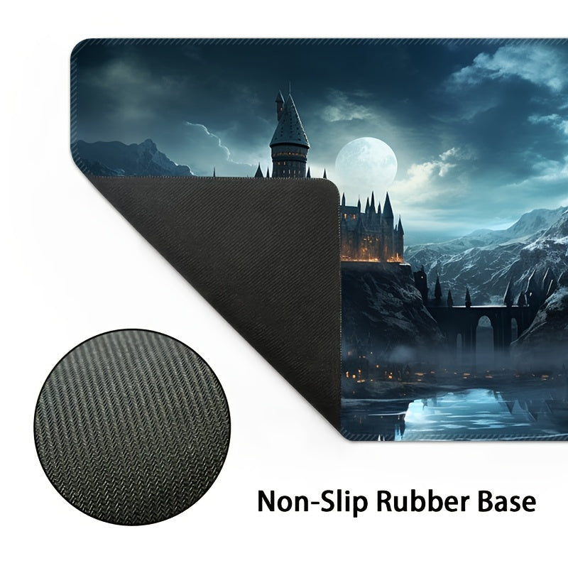Castle Night XXL Gaming Mouse Pad – Non-Slip Washable Desk Mat with Precision Edge Stitching