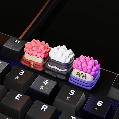 Anime Keycaps Set – Gojo, Itadori & Sukuna, Pastel Pink