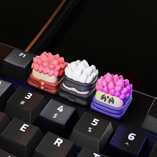 Anime Keycaps Set – Gojo, Itadori & Sukuna, Pastel Pink