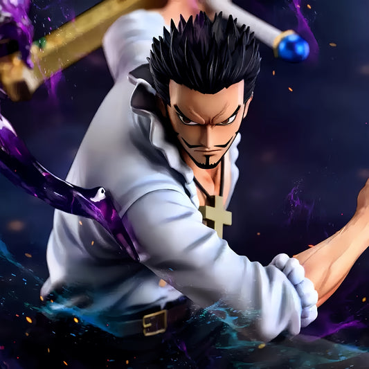 One Piece Dracule Mihawk Figure – PVC Collectible with Flame Pattern