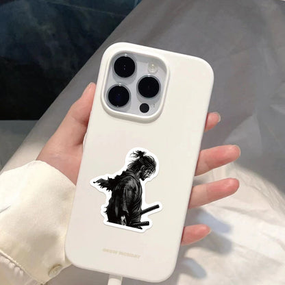 50 PCS Samurai Warrior Stickers – Japanese Samurai and Red Sun Flag Designs with Matte Finish