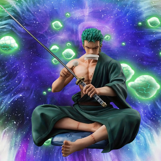 One Piece Roronoa Zoro Sitting Figure – PVC Collectible with Knife Polisher