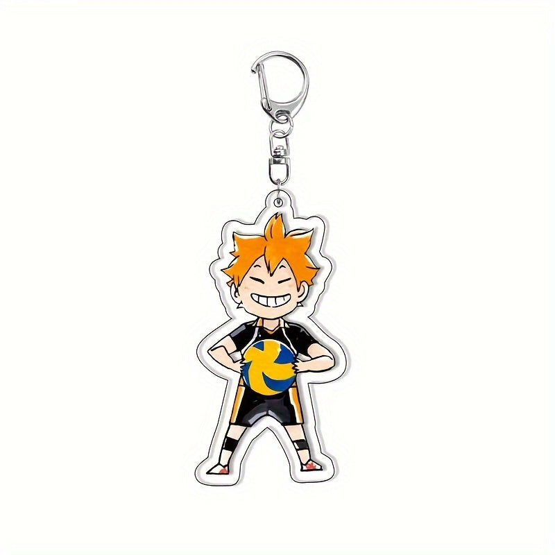 2D Flat Anime Volleyball Keychains – Acrylic Pendants with Sporty Characters