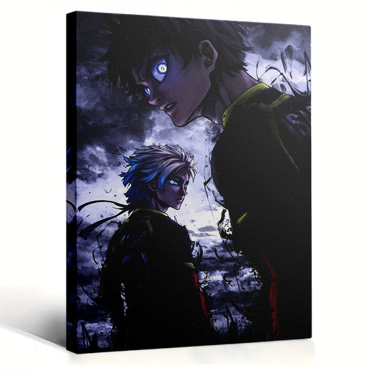 Blue Lock Canvas Wall Art – Kaiser & Isagi Framed Anime Painting (Wood Frame, 2D Flat)