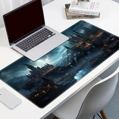 Castle Night XXL Gaming Mouse Pad – Non-Slip Washable Desk Mat with Precision Edge Stitching