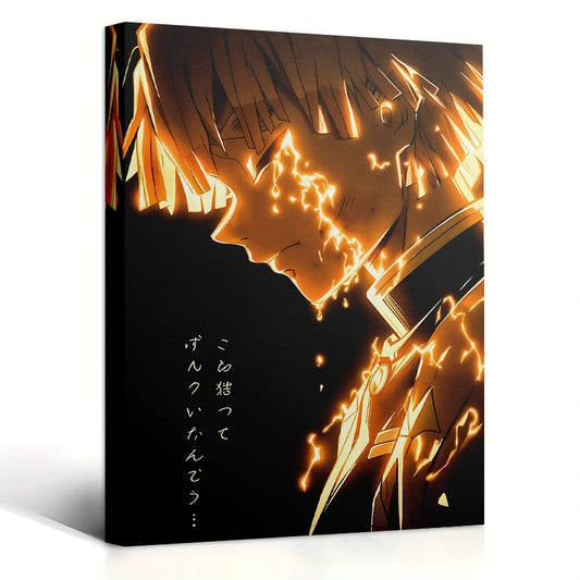 Zenitsu Agatsuma Canvas Wall Art – Demon Slayer 2D Flat Frameless Poster (30x40cm)