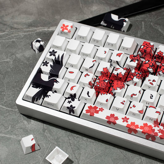 Fox Face Girl White Keycap Set – PBT, Side-Engraved, Cherry Height, Fits Multiple Key Layouts