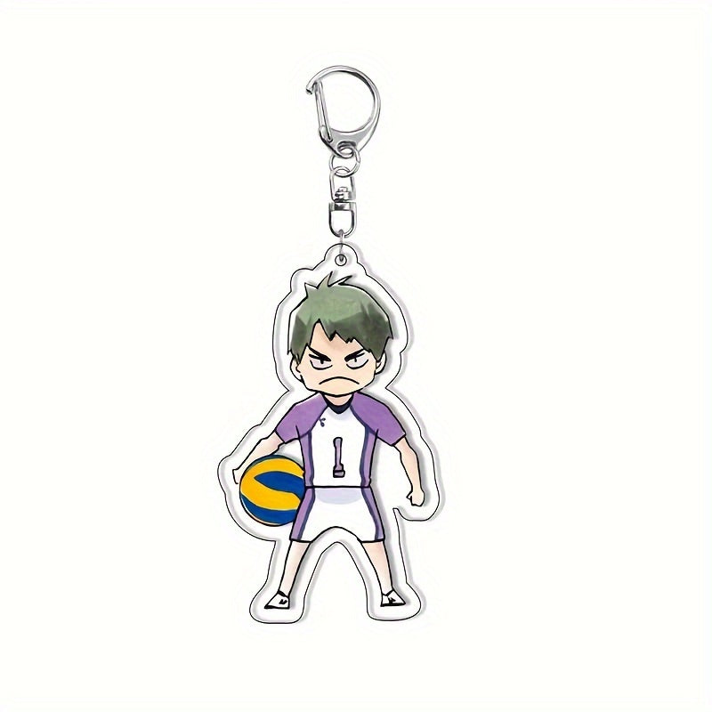2D Flat Anime Volleyball Keychains – Acrylic Pendants with Sporty Characters