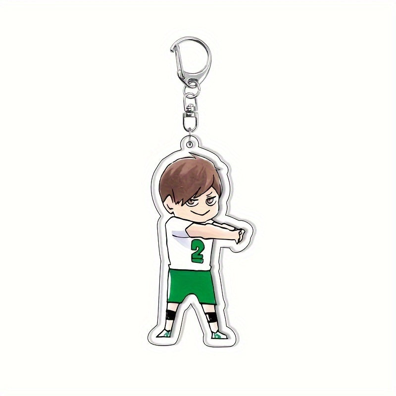 2D Flat Anime Volleyball Keychains – Acrylic Pendants with Sporty Characters
