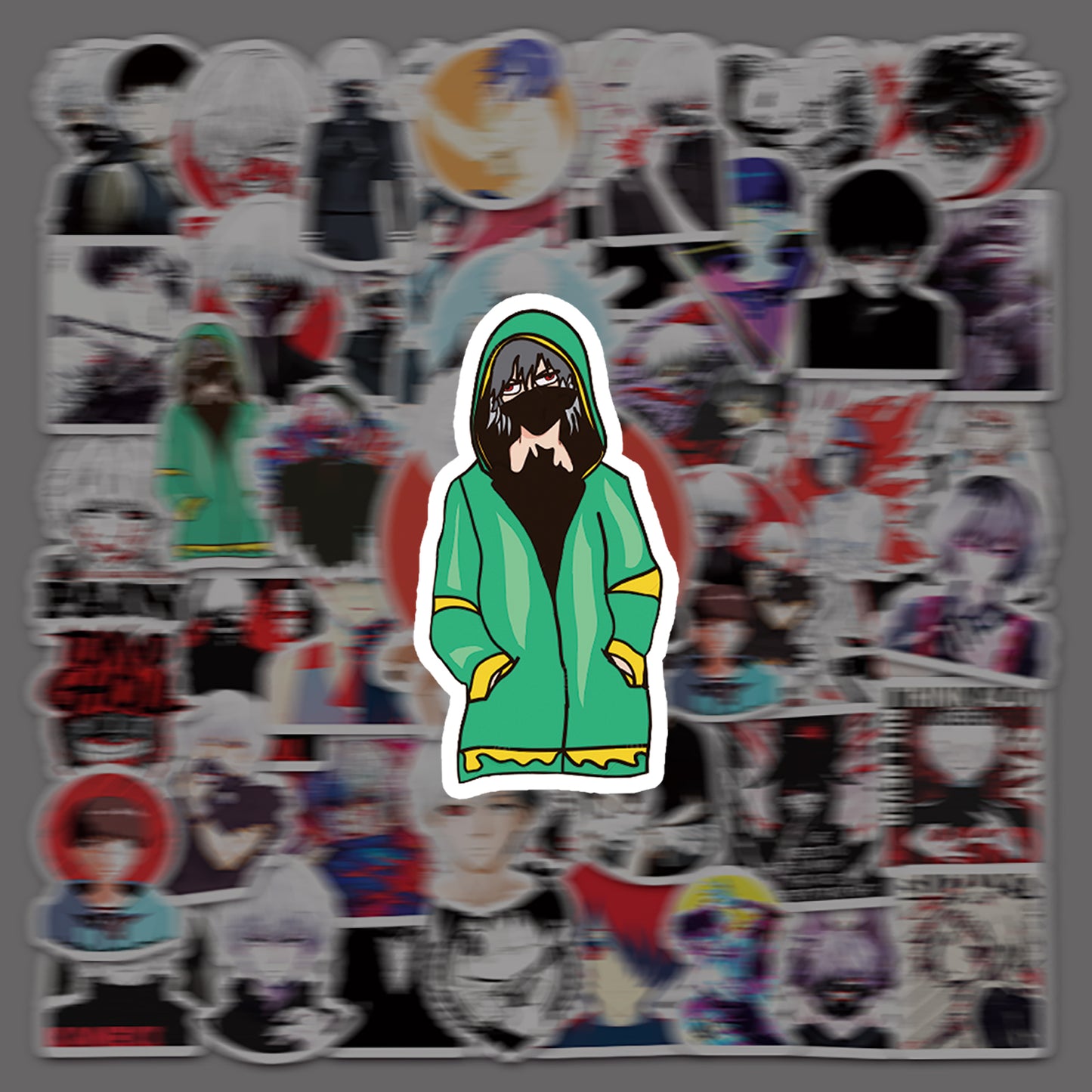 51 PCS Kaneki Ken Japanese Anime Stickers – Reusable PVC Sticker Set