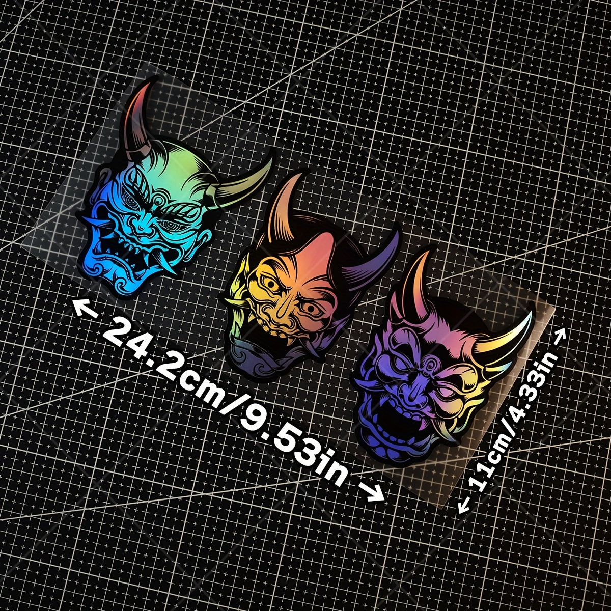 3 PCS Prajna Mask Laser Engraved Premium Vinyl Stickers